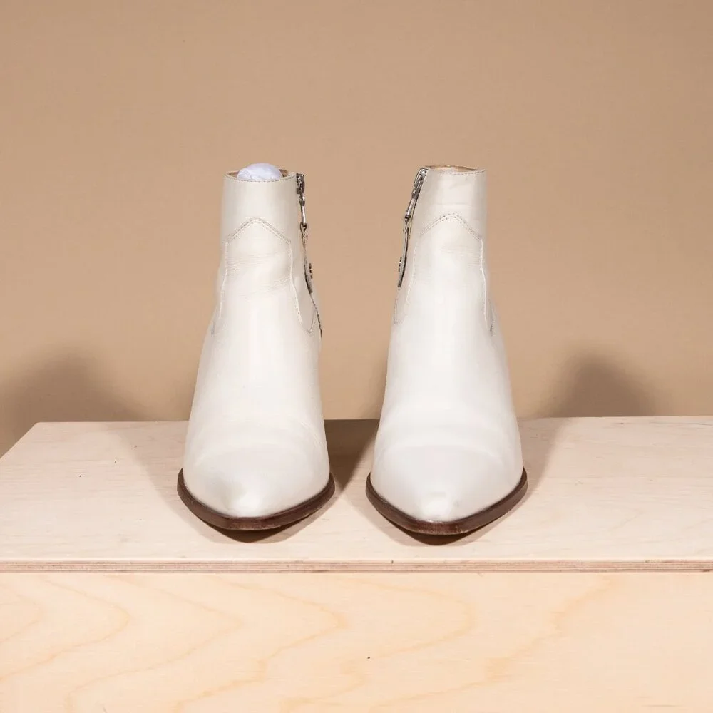 Rag & Bone Razor Boot Antique White Leather - Size 39/9 - Picture 3 of 11